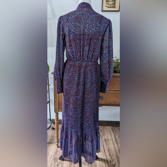 A NEW DAY Multicolored Romantic Classic Pleated Maxi Dress Long Sleeves - Picture 7 of 12